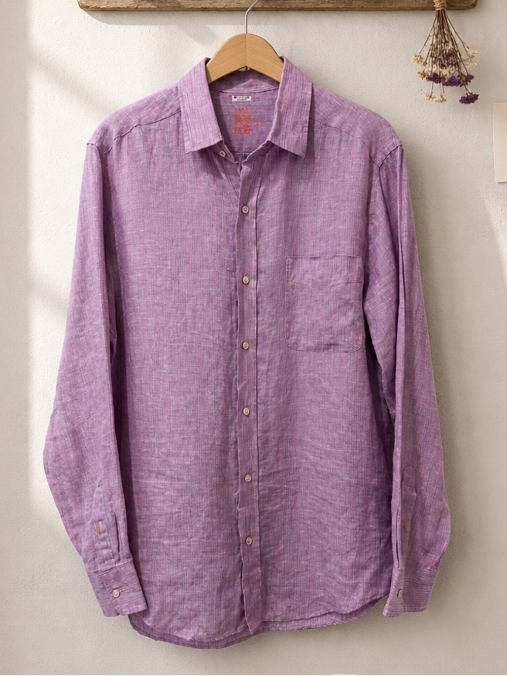 J. McLaughlin Lavender Button-Down Linen Shirt